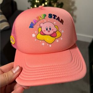 BioWorld Kirby Warp Star Foil Print Foam Trucker Hat - Pink - Nintendo